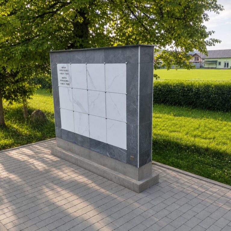 župčany - cintorín a kolumbárium čiernobiele na ukladanie urien zosnulých